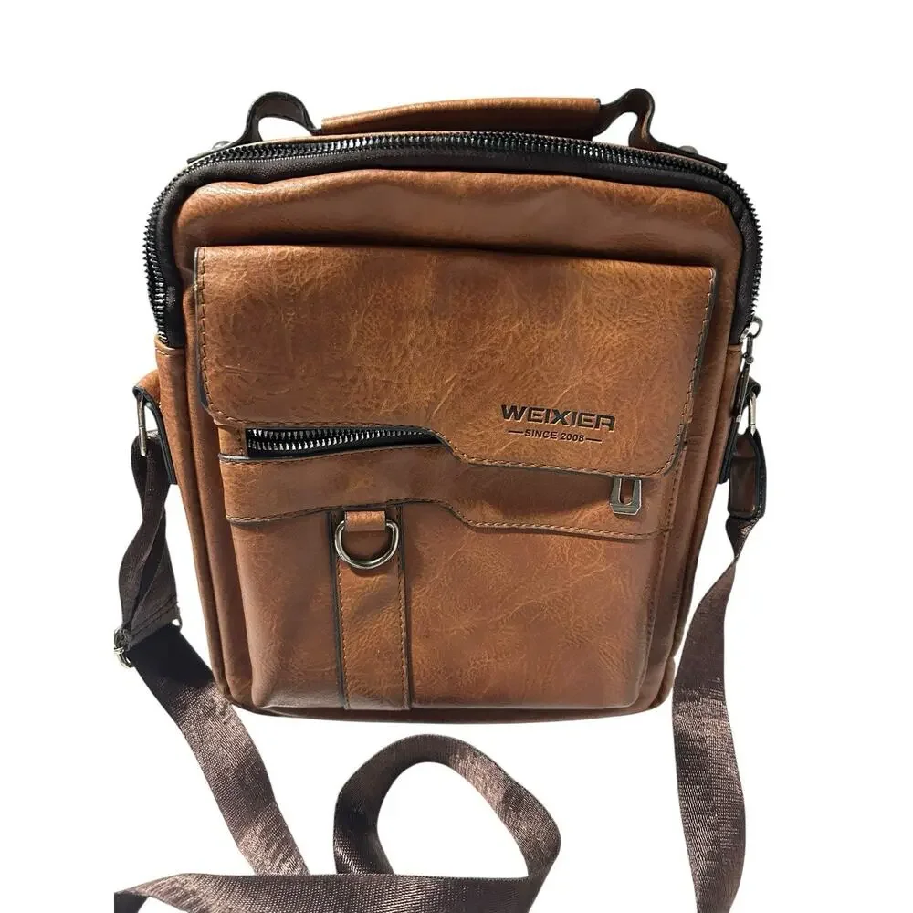 Weixer Crossbody Men’s Shoulder Bag Vintage Leather Vertical Hand Business